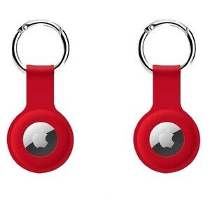Apple Air Tag Holder Case Cover Red Silicone Sleeve Skin Keychain Ring OrB1